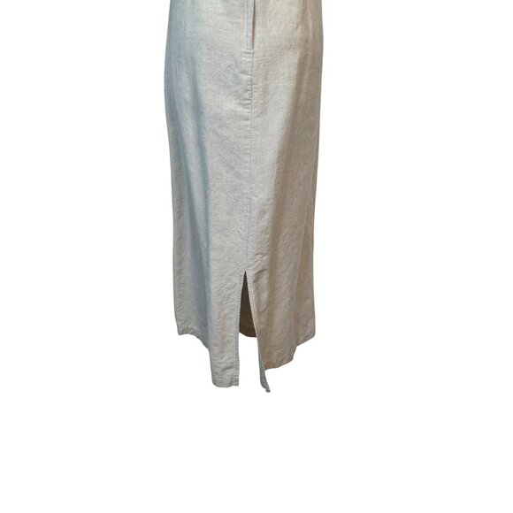 L.L. Bean 6 Petite Beige Linen Blend Sleeveless Midi Back Cross Straps & Pockets - Picture 11 of 12